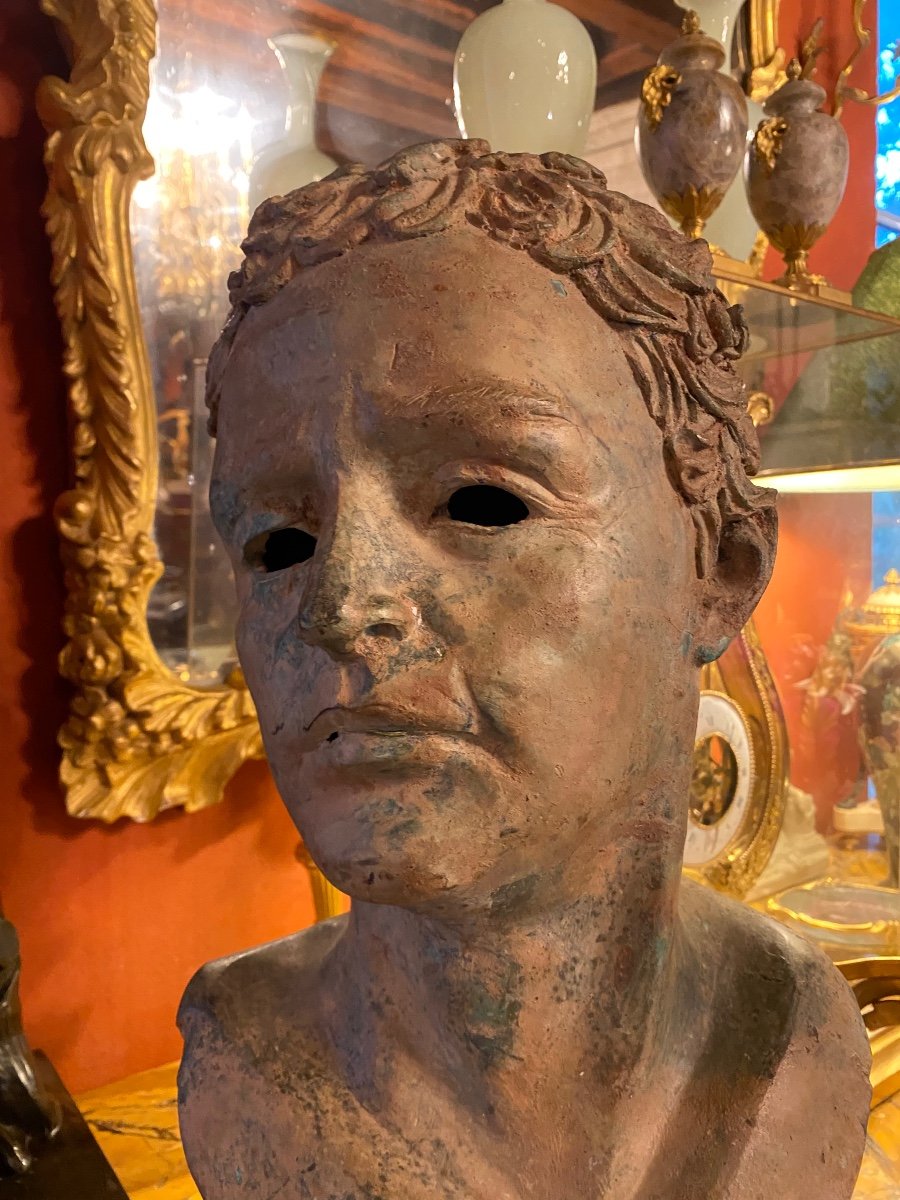 Large Bronze Head Of A Man After The Antique -photo-1