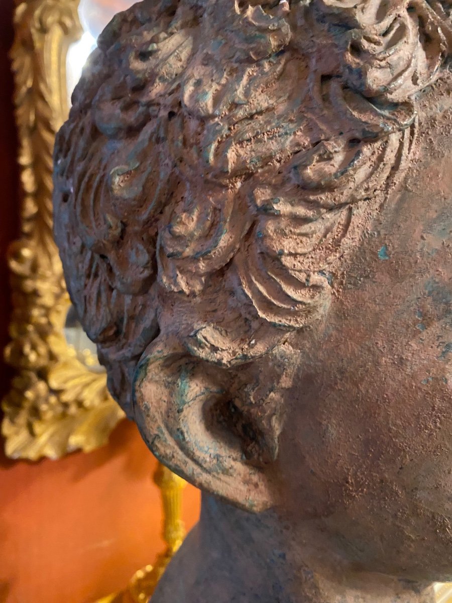 Large Bronze Head Of A Man After The Antique -photo-4