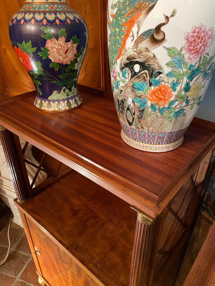 Pair Of Empire Style Flamed Mahogany Bookcases, Early 20th Century-photo-3