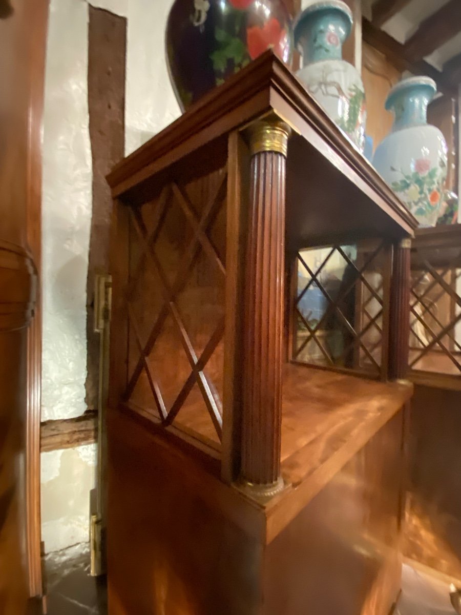 Pair Of Empire Style Flamed Mahogany Bookcases, Early 20th Century-photo-2