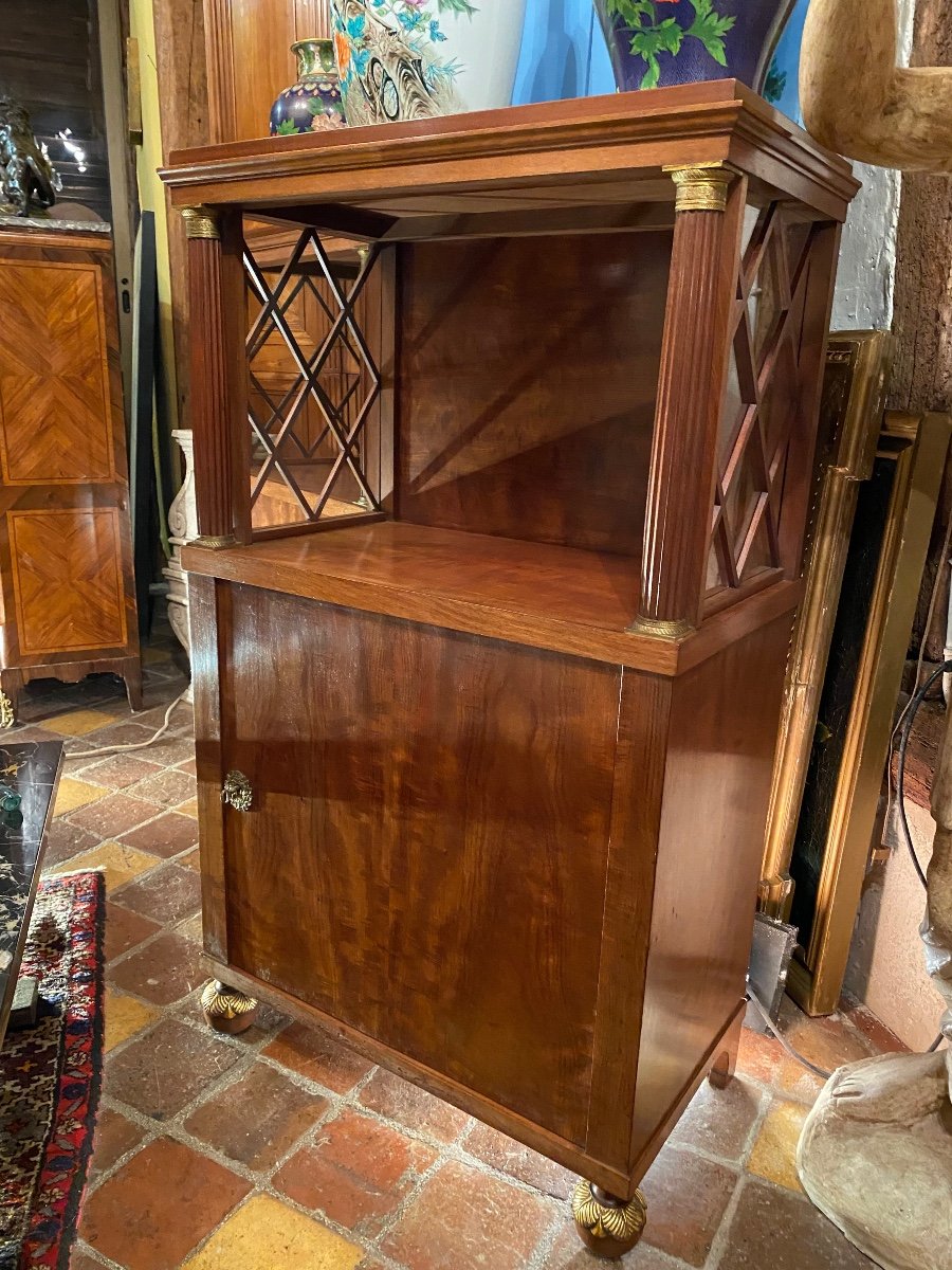 Pair Of Empire Style Flamed Mahogany Bookcases, Early 20th Century-photo-4