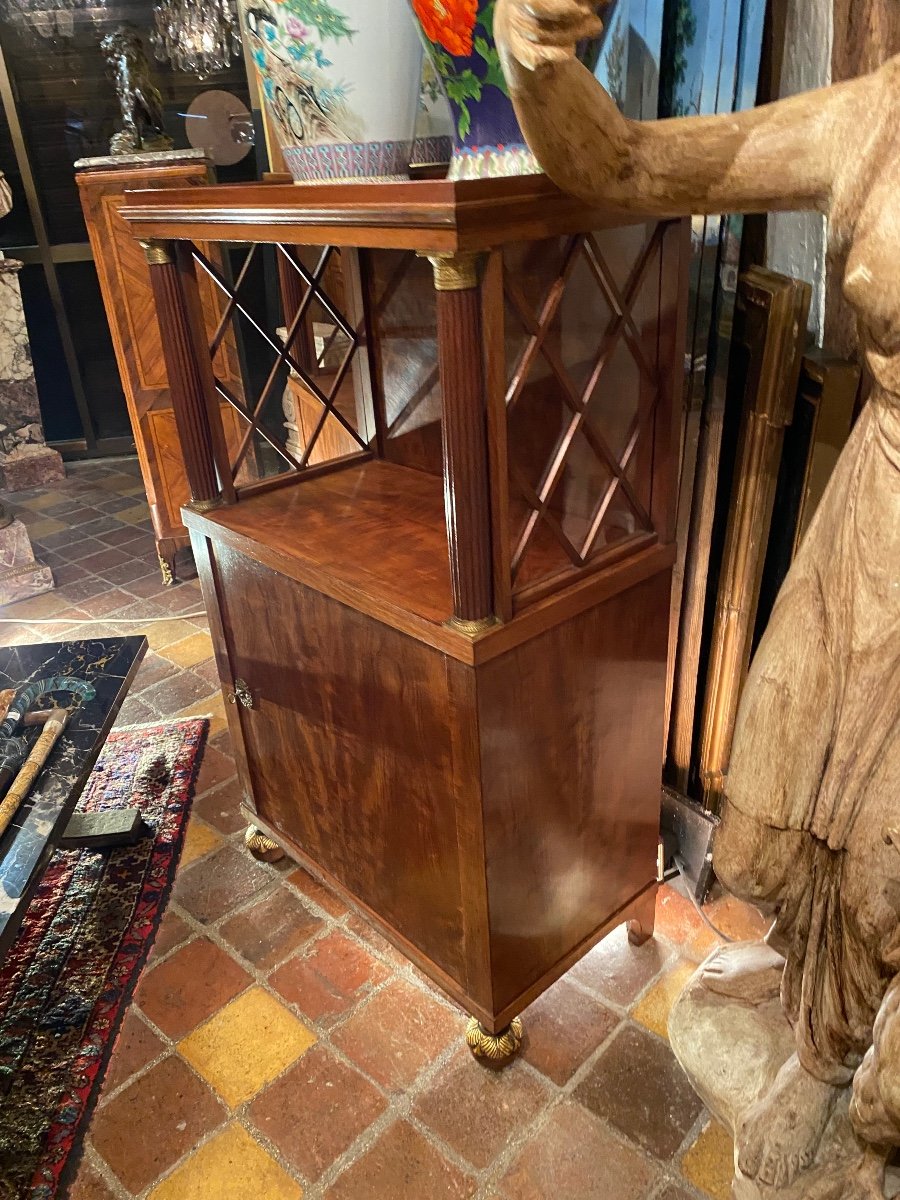 Pair Of Empire Style Flamed Mahogany Bookcases, Early 20th Century-photo-5