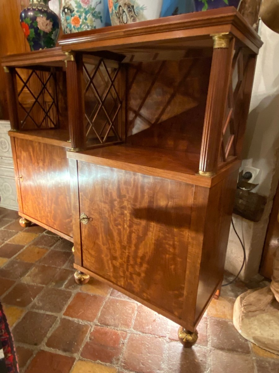 Pair Of Empire Style Flamed Mahogany Bookcases, Early 20th Century-photo-6