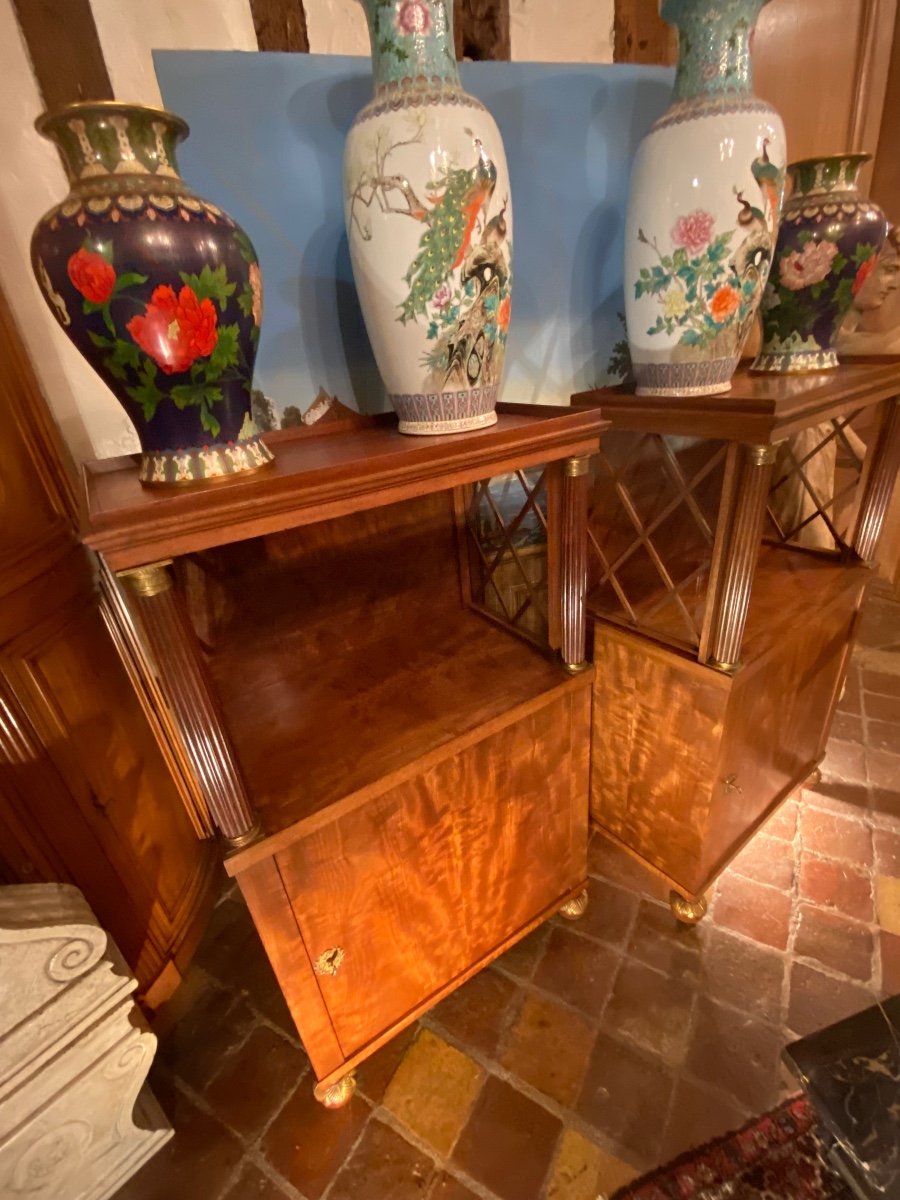 Pair Of Empire Style Flamed Mahogany Bookcases, Early 20th Century-photo-7