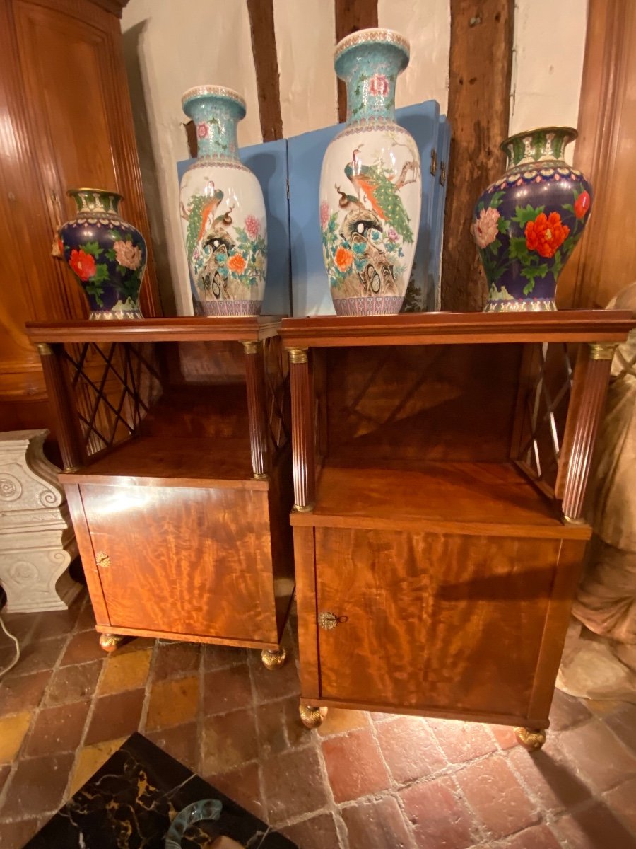 Pair Of Empire Style Flamed Mahogany Bookcases, Early 20th Century-photo-8