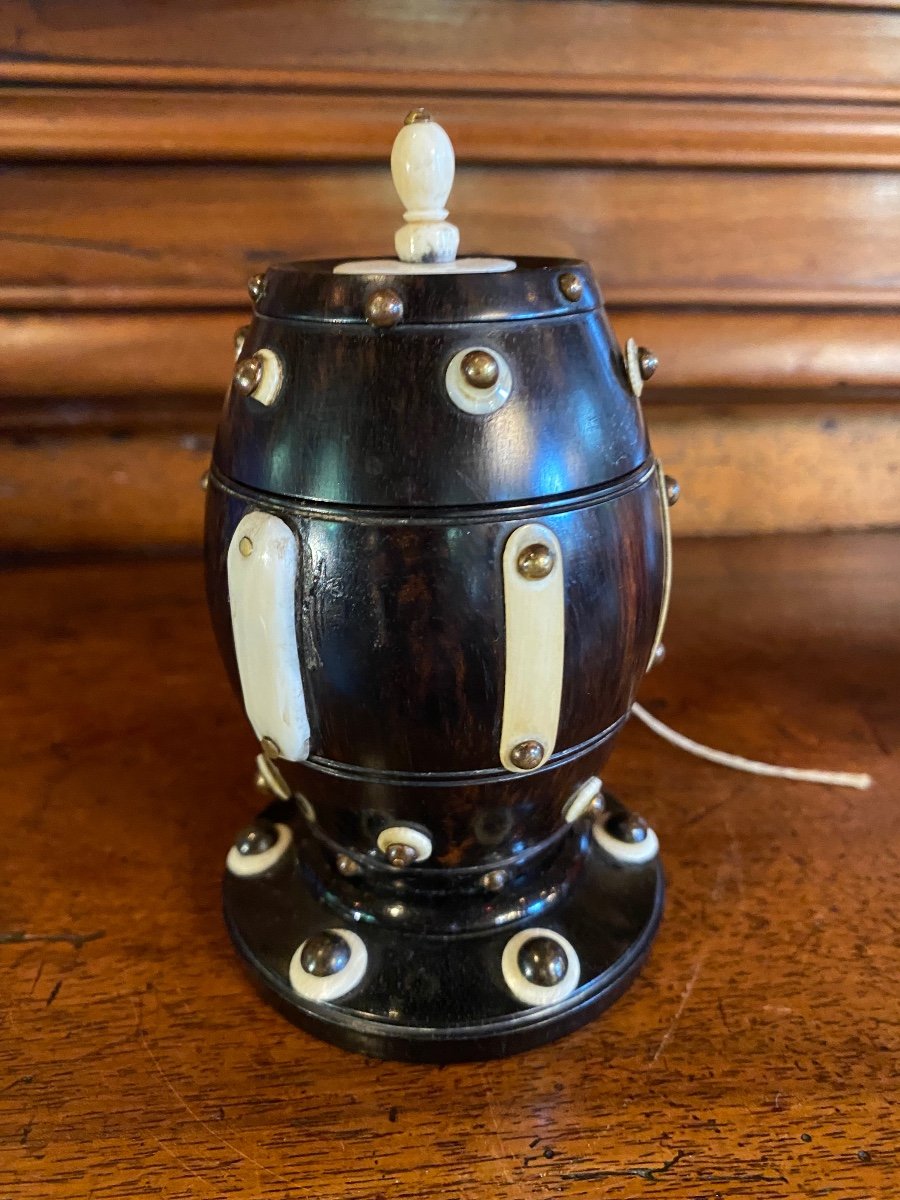 Collection, Rare Thread Winder And Thimble Holder In Solid Ebony And Bone From The Napoleon II Period-photo-4