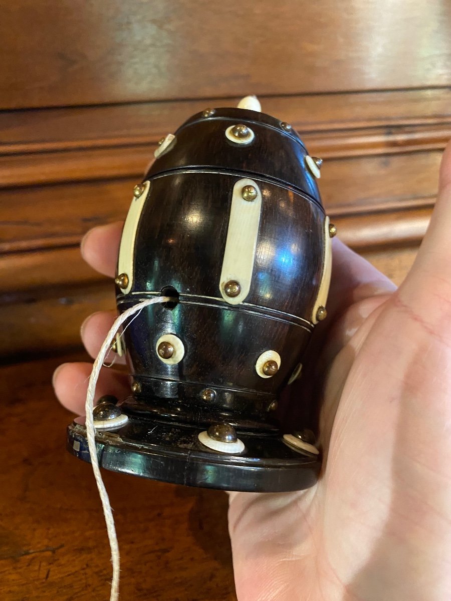 Collection, Rare Thread Winder And Thimble Holder In Solid Ebony And Bone From The Napoleon II Period-photo-6