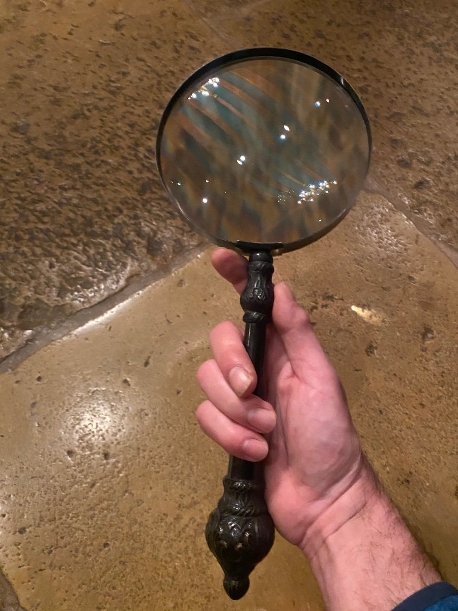 Huge Cast Iron Magnifying Glass, 1st Half Of The 20th Century -photo-2