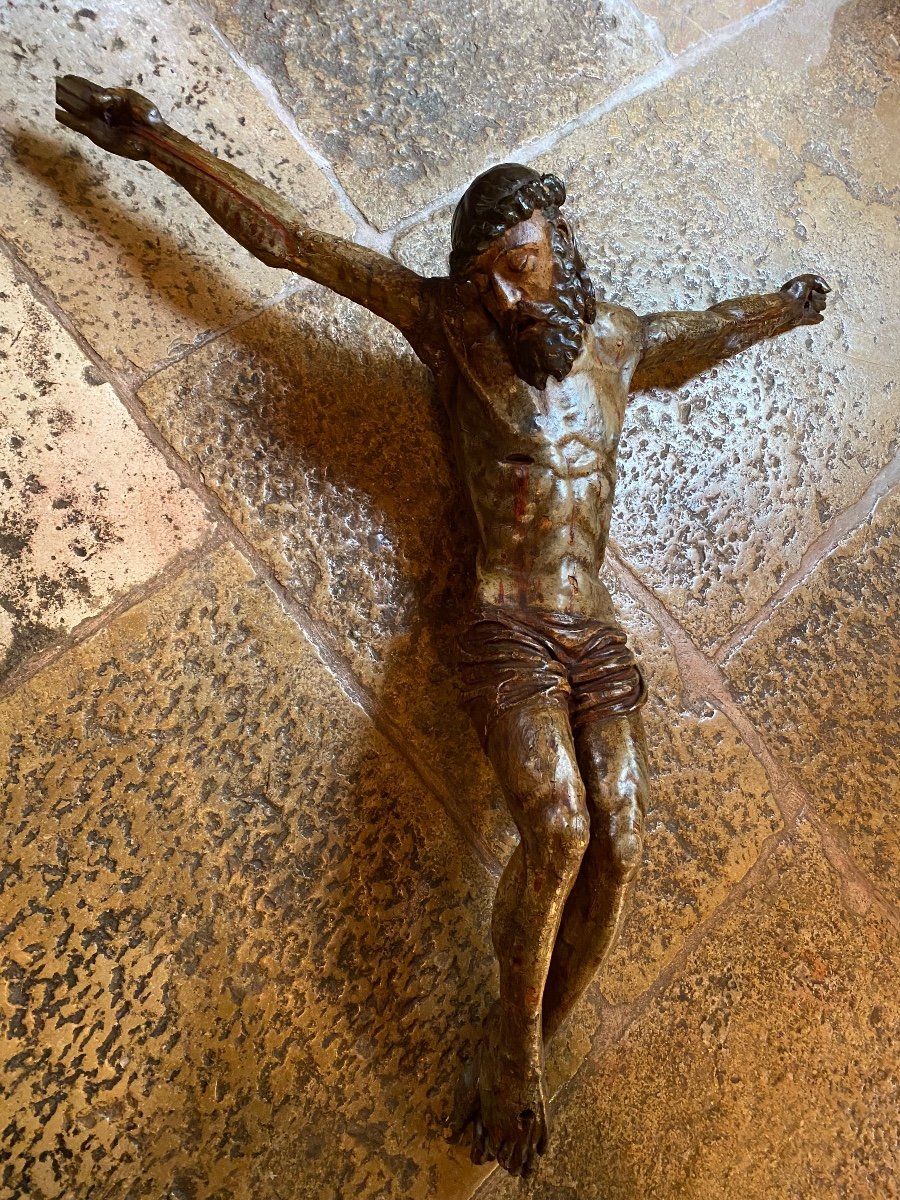 Important Polychrome Christ On The Cross From The End Of The 16th Century -photo-6