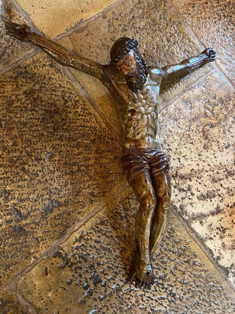 Important Polychrome Christ On The Cross From The End Of The 16th Century -photo-8