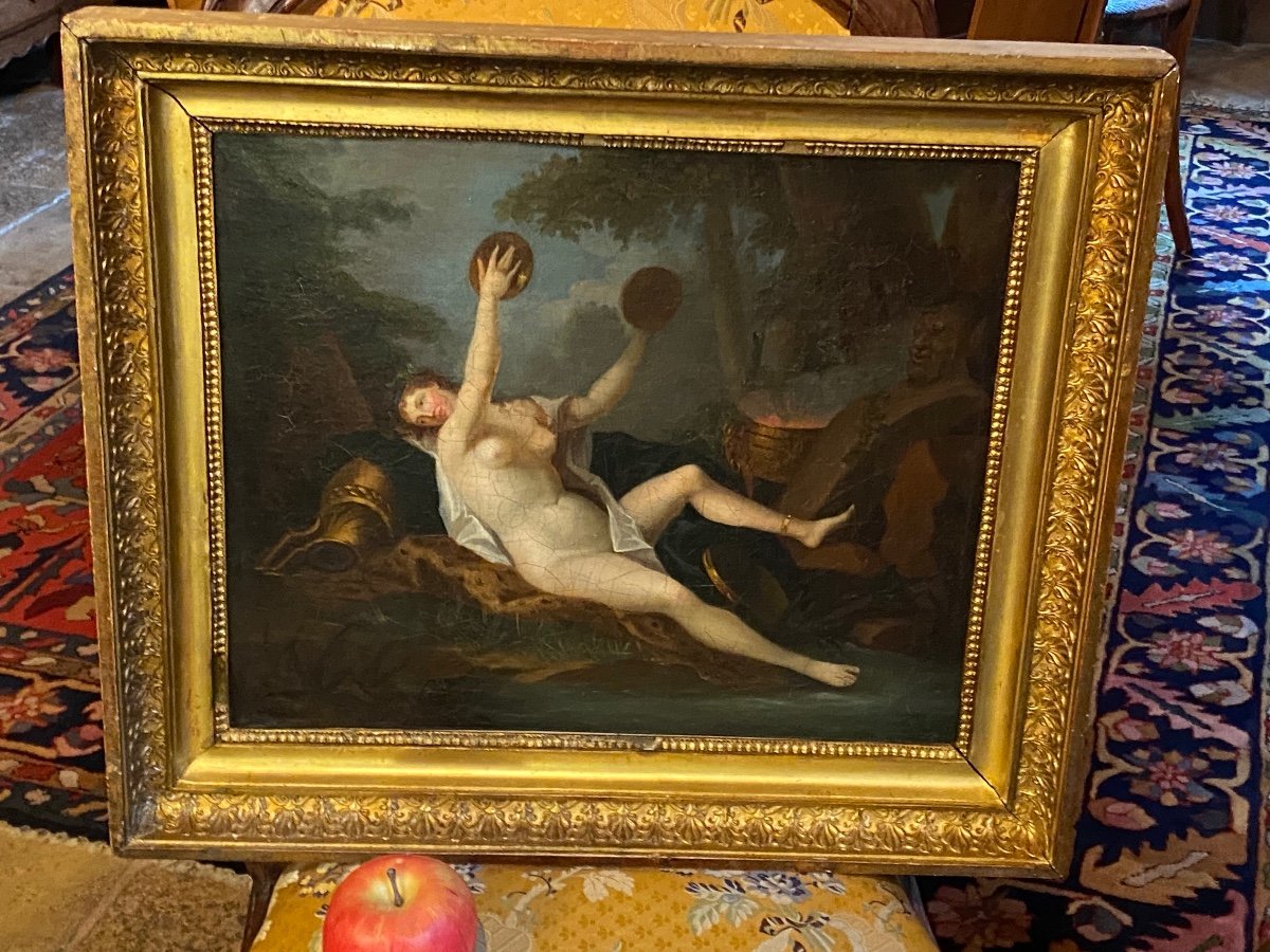 Oil On Canvas, Bacchante With Cymbals Attributed To Jean-simon Berthélémy (1743-1811)-photo-2