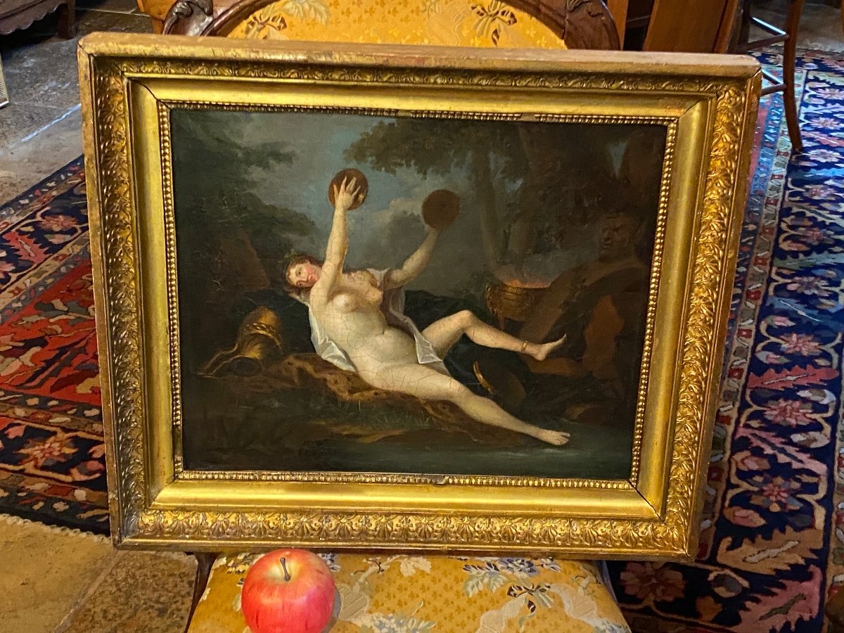 Oil On Canvas, Bacchante With Cymbals Attributed To Jean-simon Berthélémy (1743-1811)-photo-3