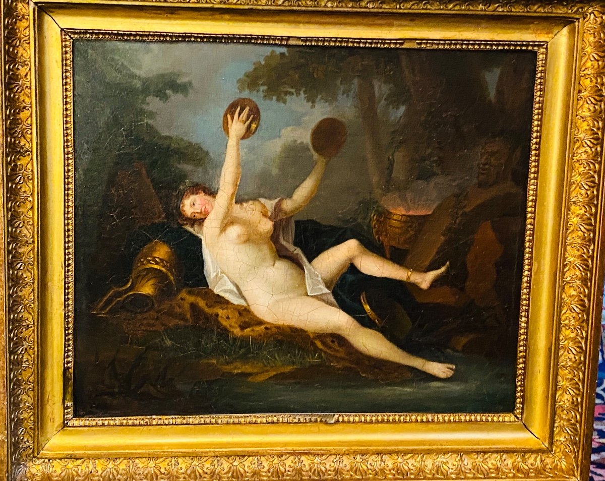 Oil On Canvas, Bacchante With Cymbals Attributed To Jean-simon Berthélémy (1743-1811)