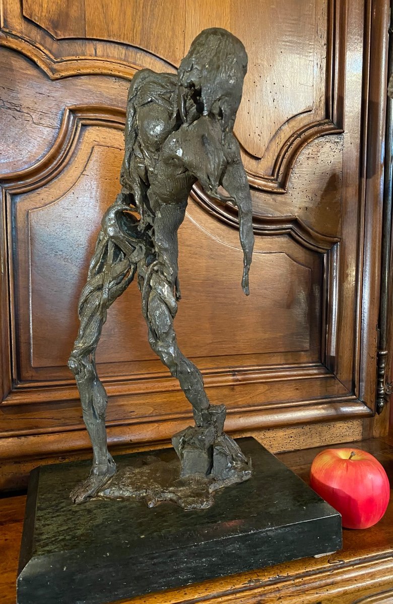 La Mort, L’âme Tourmentée Ou L’âme écorchée, Grand Bronze Signé Franck Pe, Né En 1956