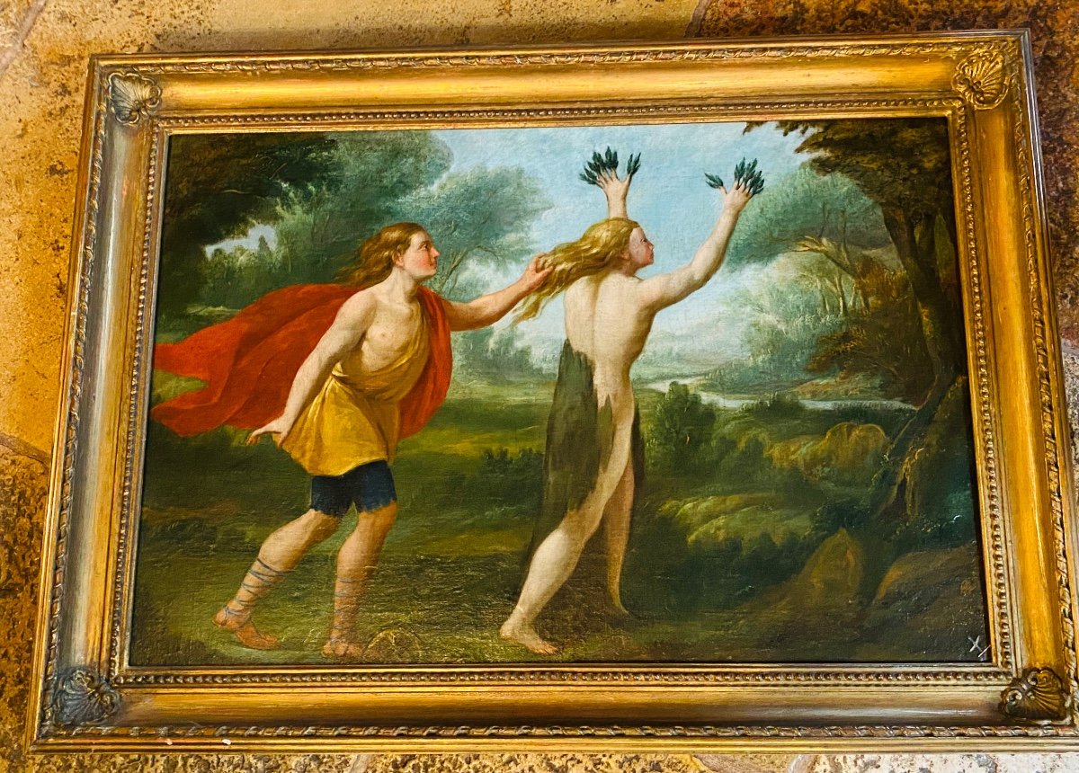 Apollon Et Daphné Huile Sur Toile De La Fin Du XVIIème Siècle d'Après Les Métamorphoses d'Ovide-photo-2