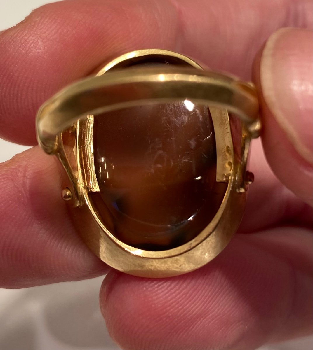 Bague En Or Avec Le Profil De Pâris, Camée Néoclassique Début Du XIX Eme Siècle -photo-3