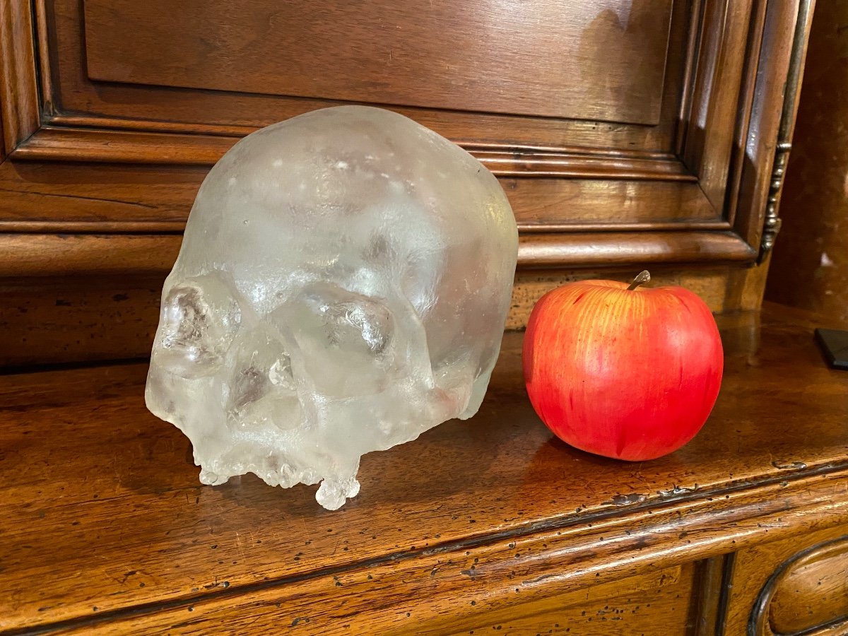 Beautiful Life Size Solid Translucent White Crystal Skull -photo-2