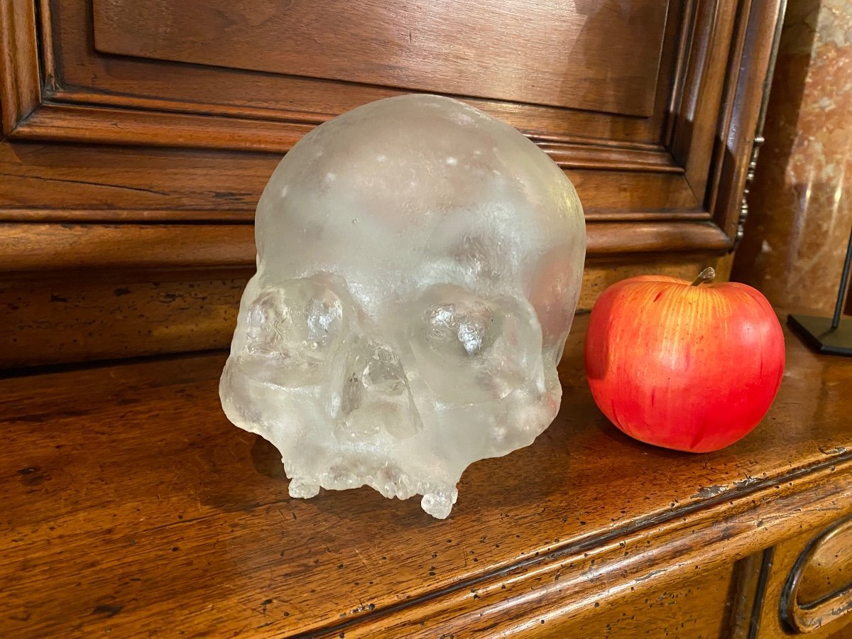 Beautiful Life Size Solid Translucent White Crystal Skull -photo-3