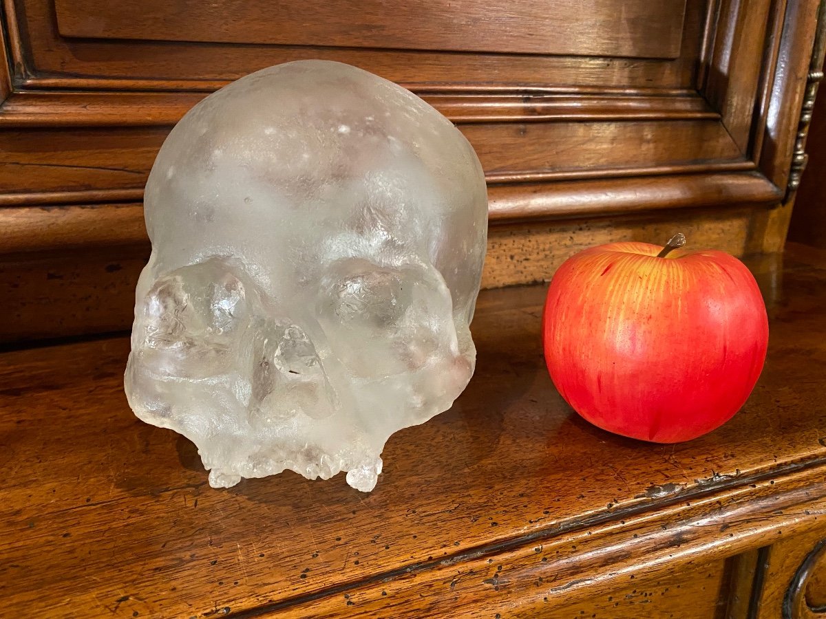 Beautiful Life Size Solid Translucent White Crystal Skull -photo-4