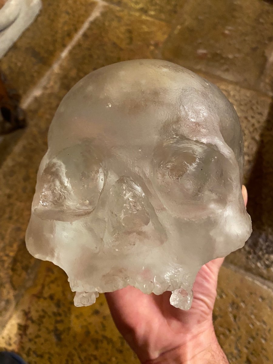 Beautiful Life Size Solid Translucent White Crystal Skull -photo-1