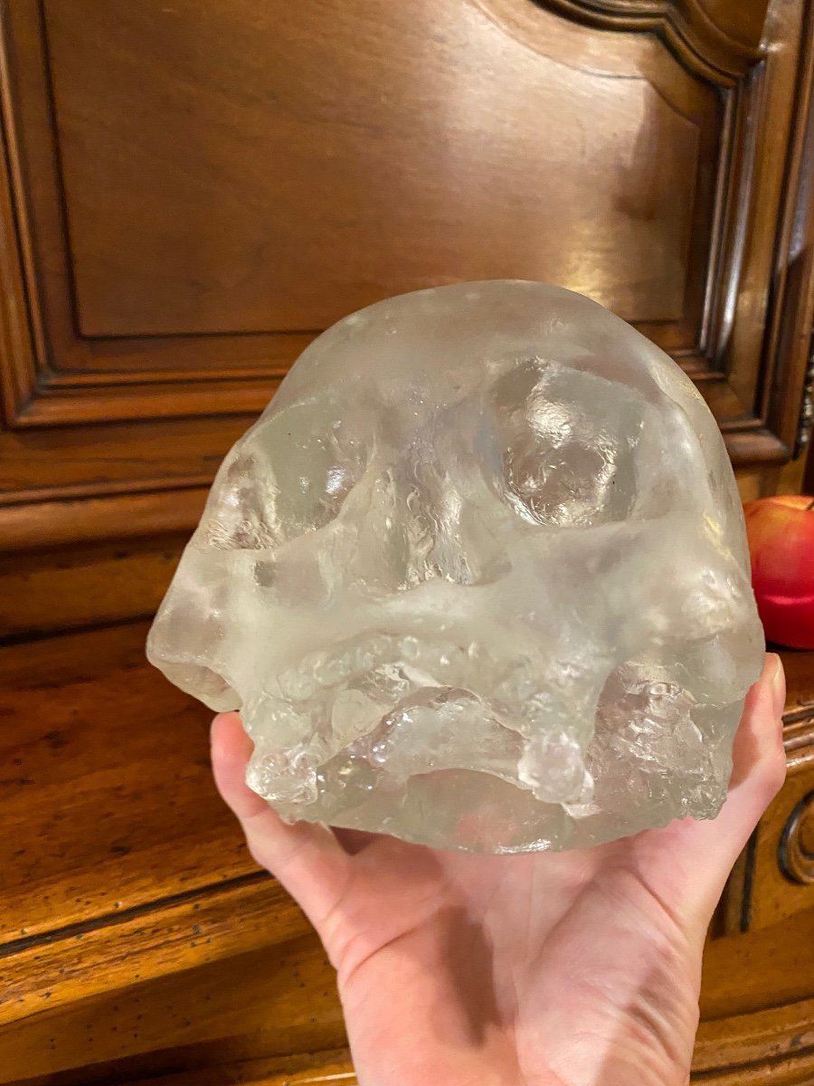 Beautiful Life Size Solid Translucent White Crystal Skull -photo-2