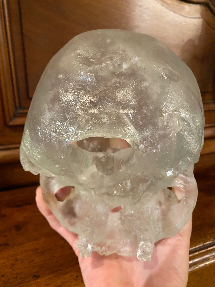 Beautiful Life Size Solid Translucent White Crystal Skull -photo-3