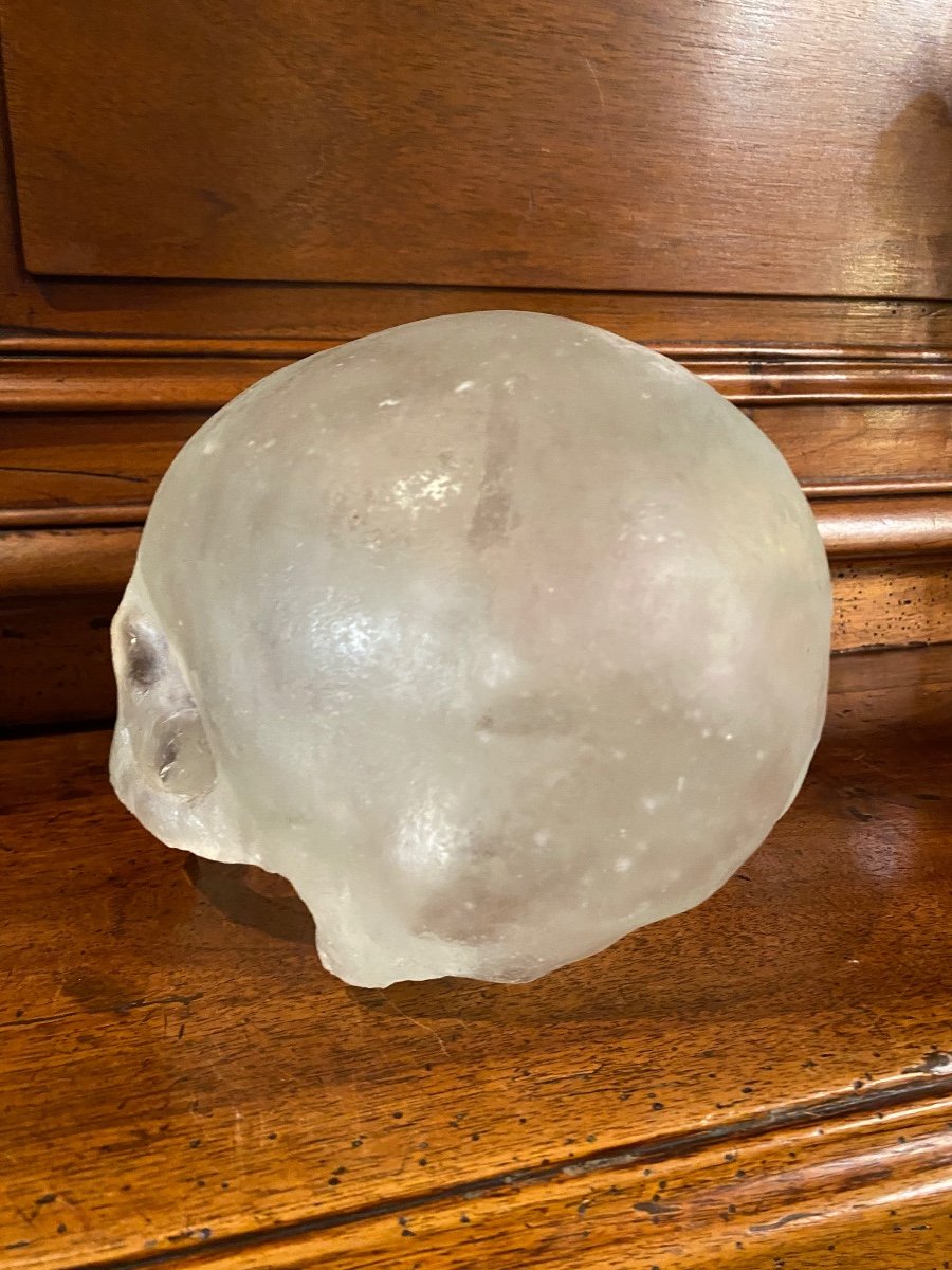 Beautiful Life Size Solid Translucent White Crystal Skull -photo-6