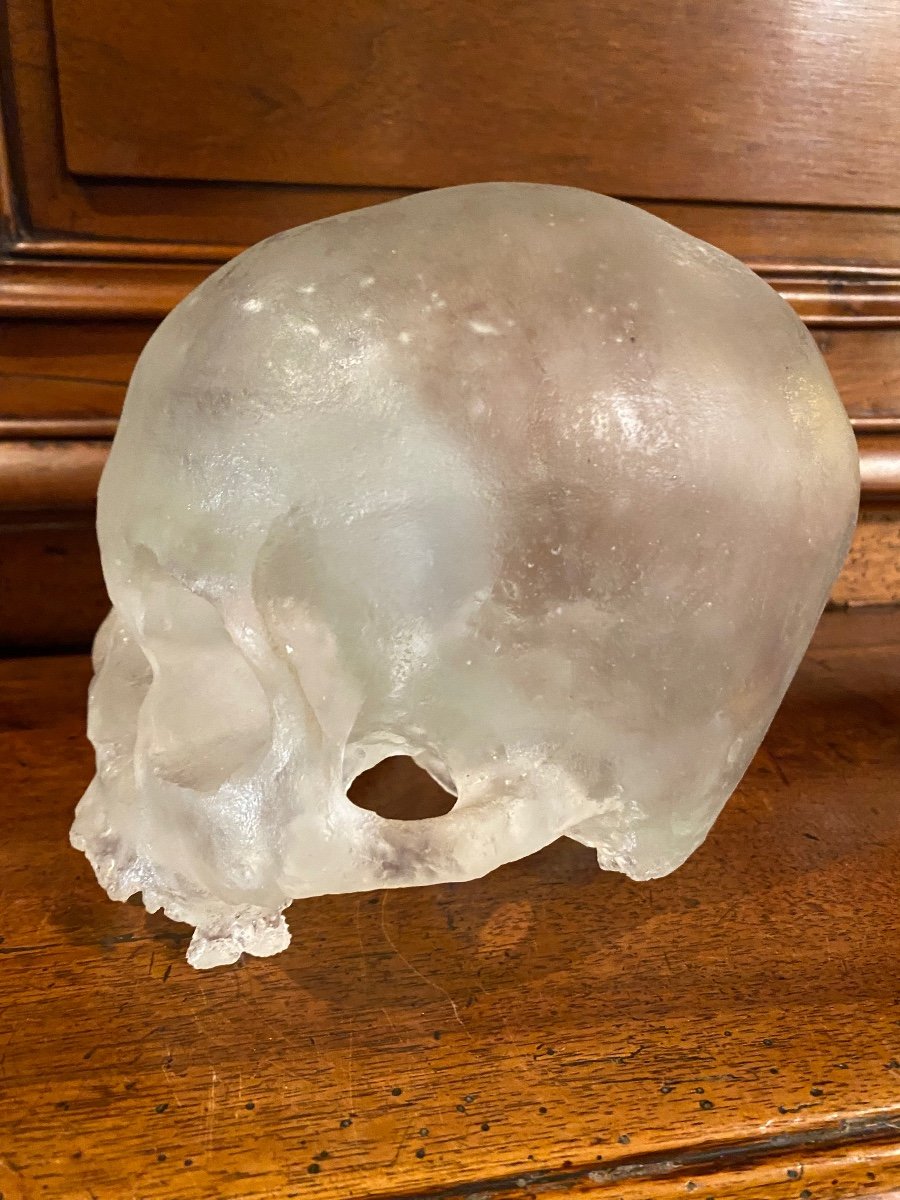 Beautiful Life Size Solid Translucent White Crystal Skull -photo-8