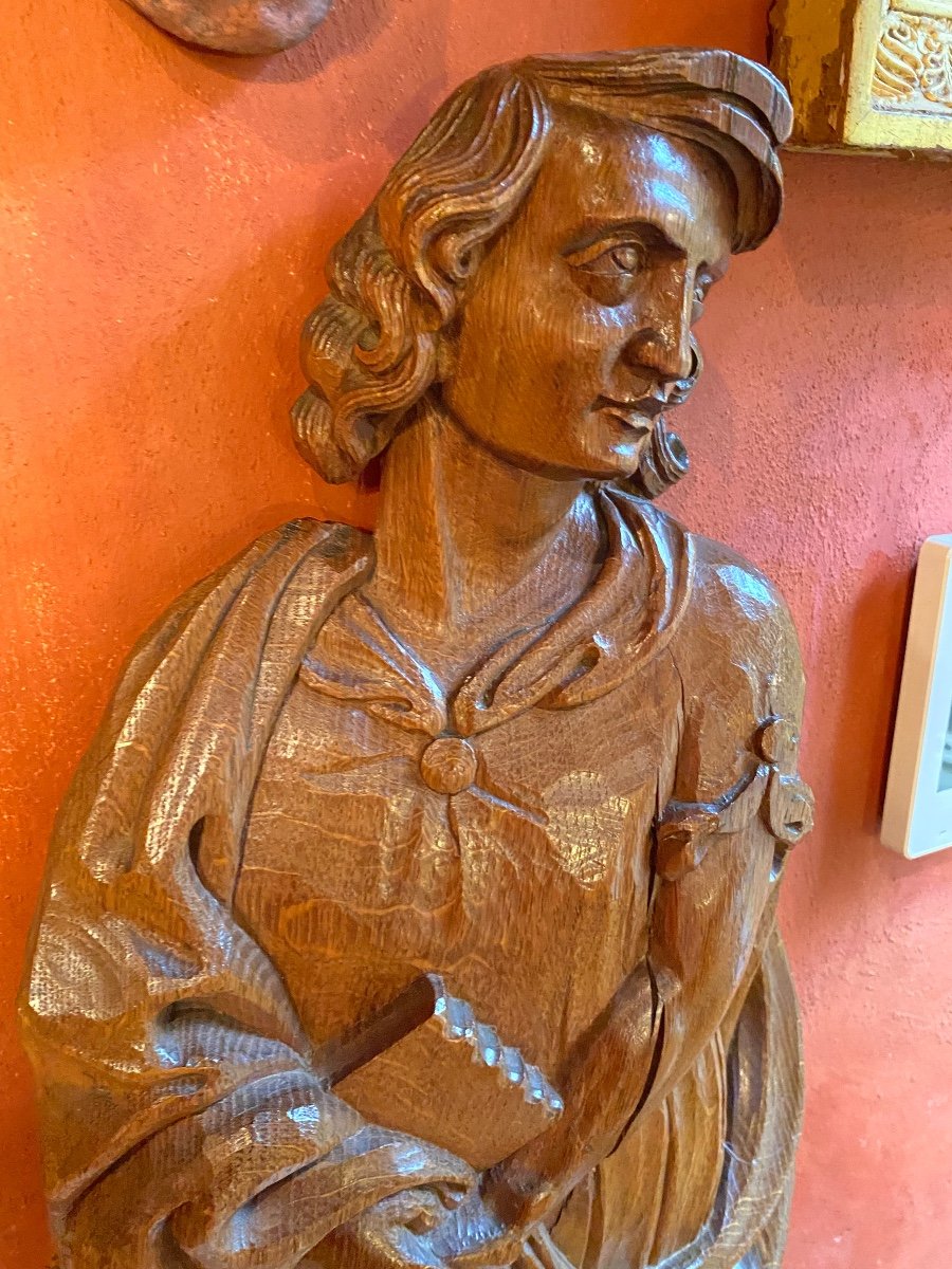 Large Saint John The Evangelist And His Eagle, 18th Century Bas Relief -photo-3