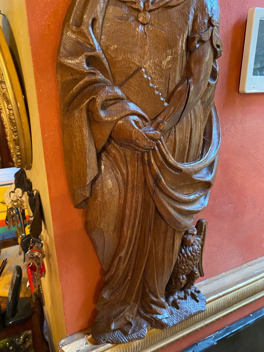 Large Saint John The Evangelist And His Eagle, 18th Century Bas Relief -photo-4