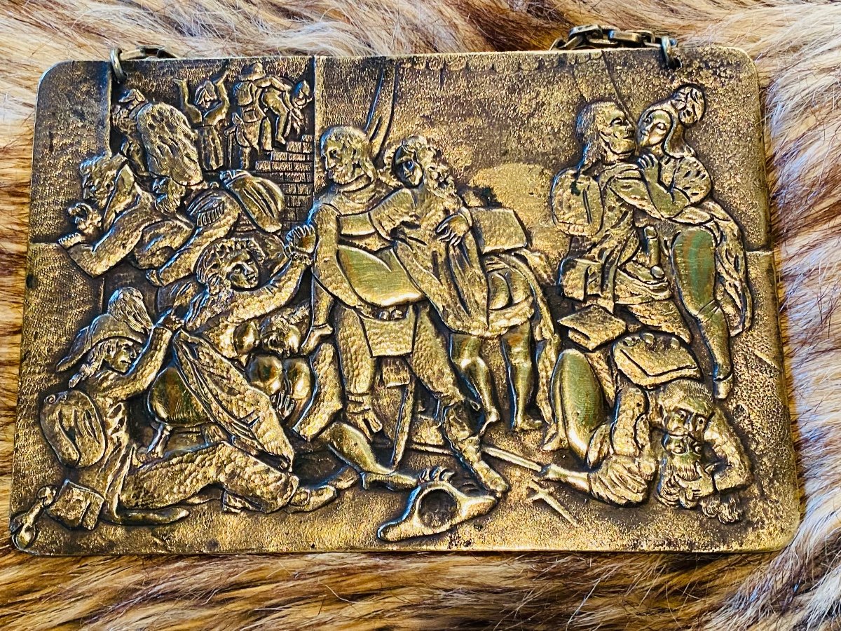 Erotica, Les Hussards,  Plaque En Bronze Fin Du XIX Eme Siècle 