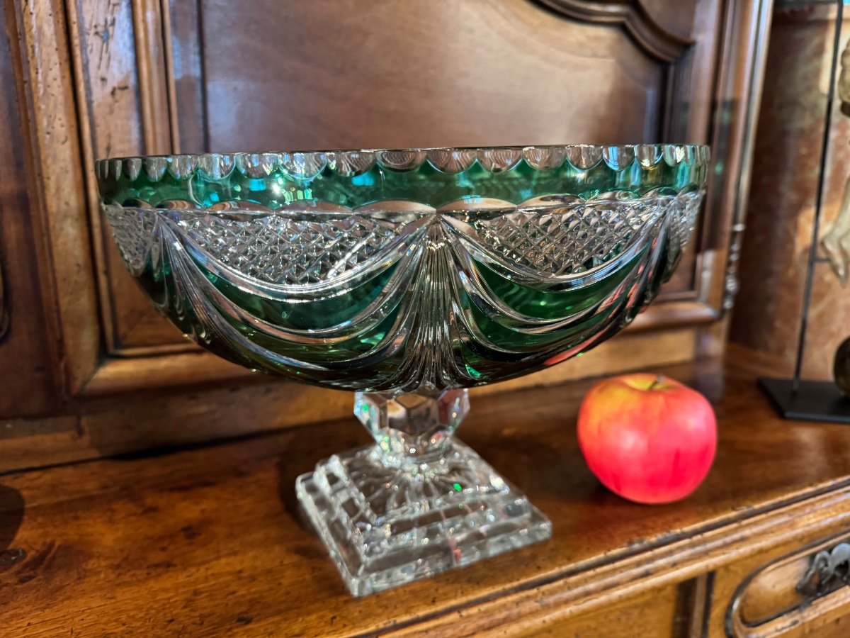 Large Val Saint Lambert Crystal Centerpiece Cup -photo-3