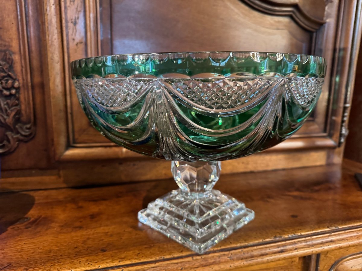 Large Val Saint Lambert Crystal Centerpiece Cup -photo-5