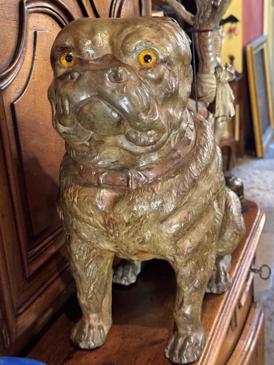 Large 19th Century Terracotta English Bulldog Dog -photo-4