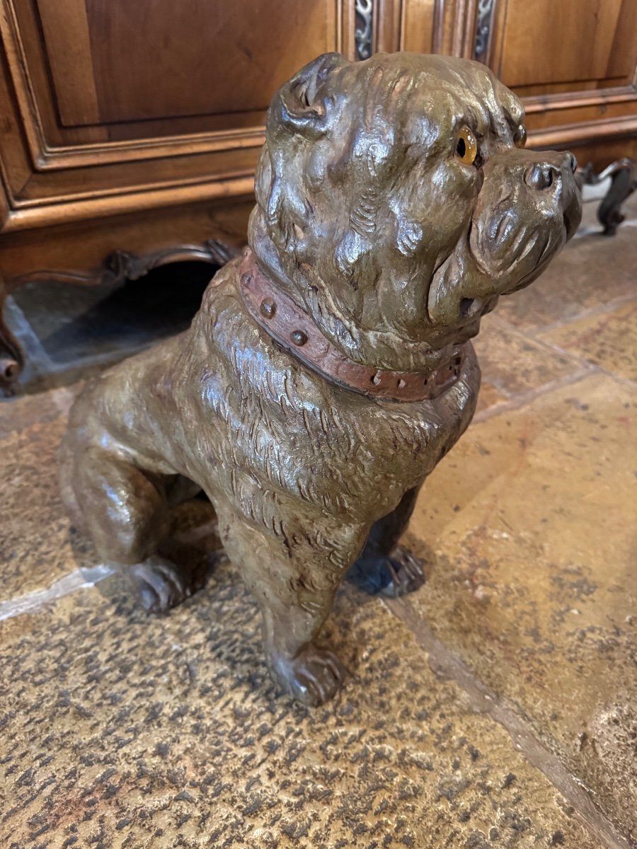 Large 19th Century Terracotta English Bulldog Dog -photo-3