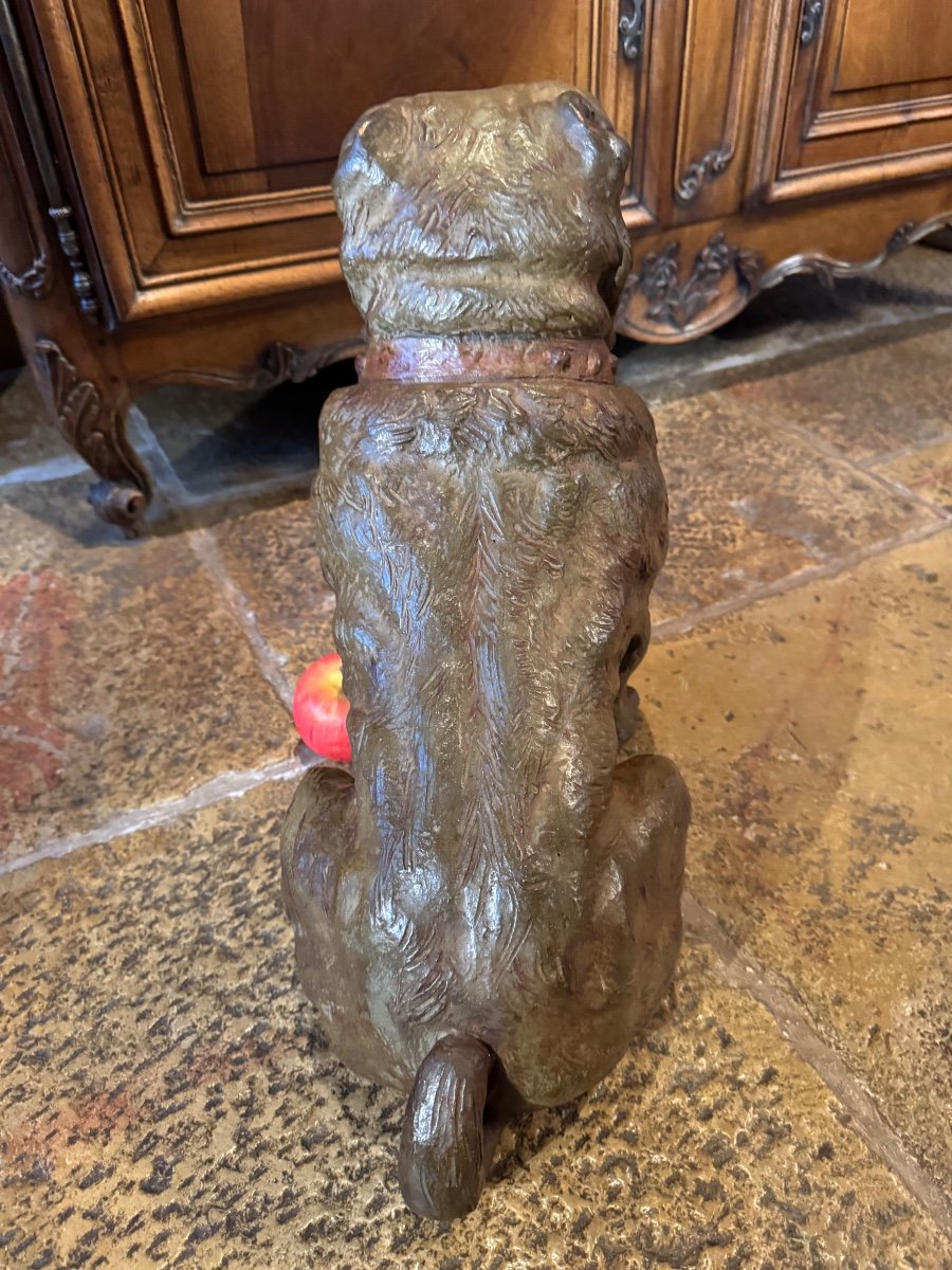 Large 19th Century Terracotta English Bulldog Dog -photo-5