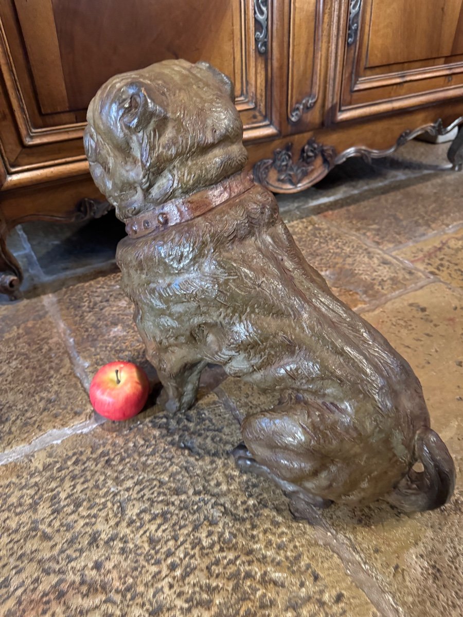 Large 19th Century Terracotta English Bulldog Dog -photo-6