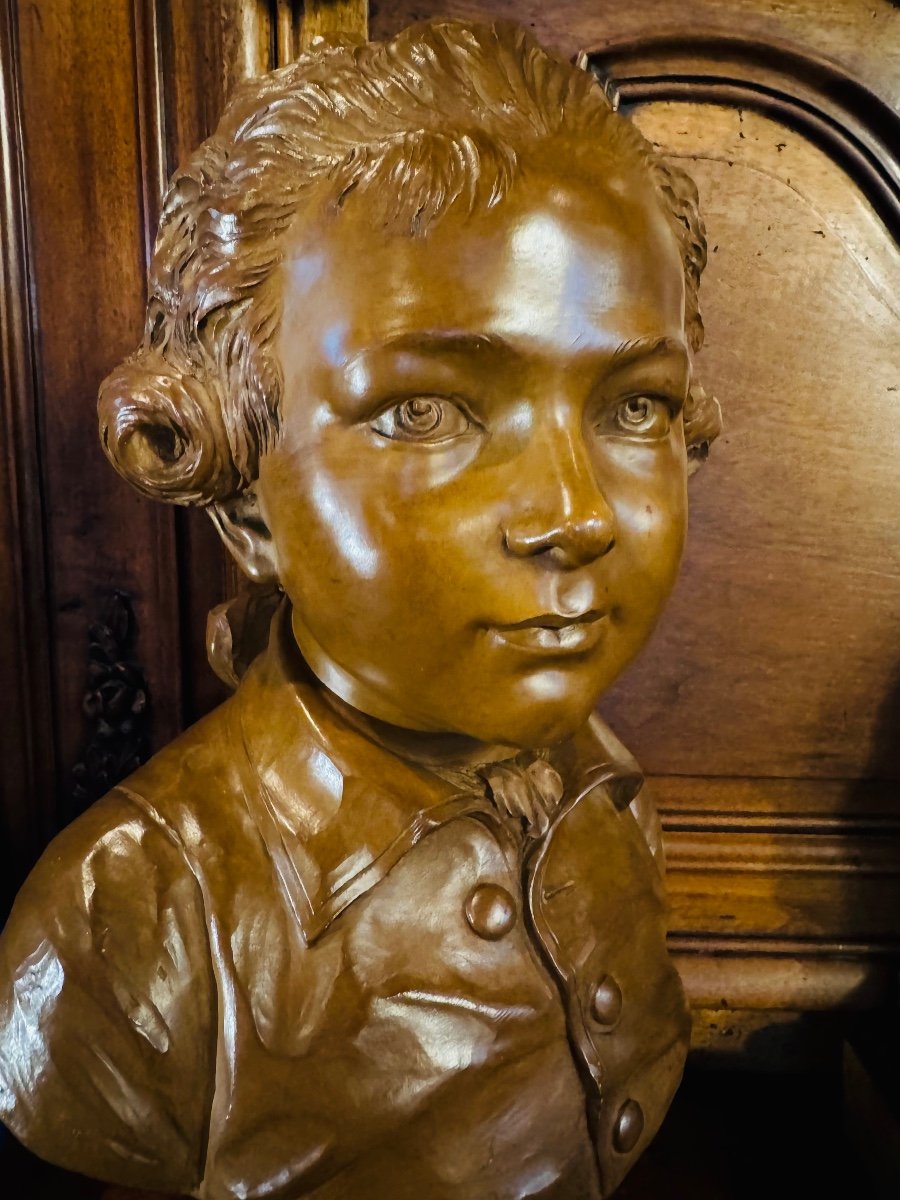 Terracotta Bust Of A Child, The Marquis De Lubersac, After Pajou Attributed To Fernand Cian-photo-4