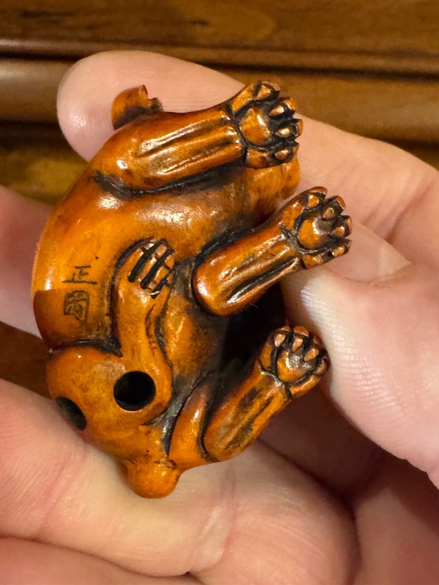 Netsuke Rabbit Playing With Its Baby, Meiji Period -photo-4