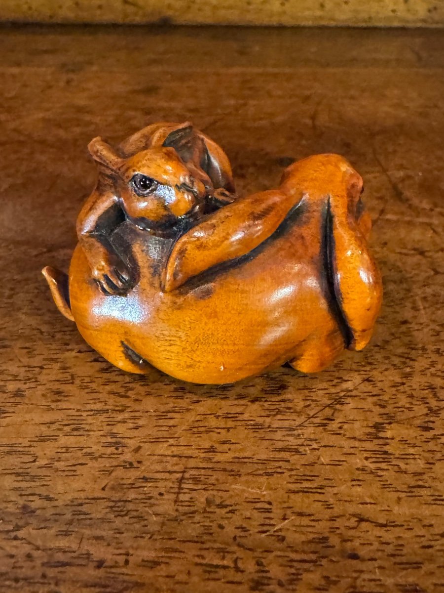 Netsuke Rabbit Playing With Its Baby, Meiji Period -photo-6