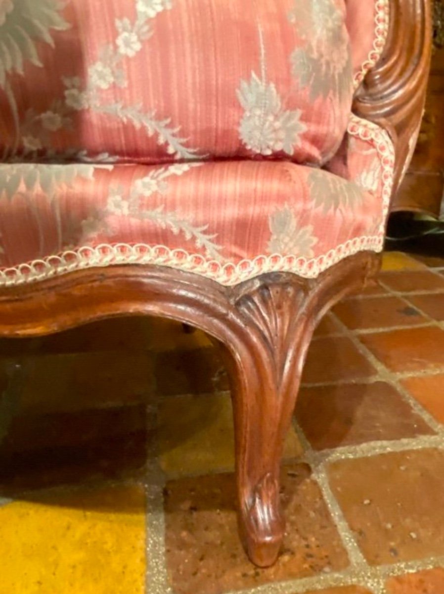 Small Louis XV Period Walnut Basket Sofa, 18th Century-photo-3