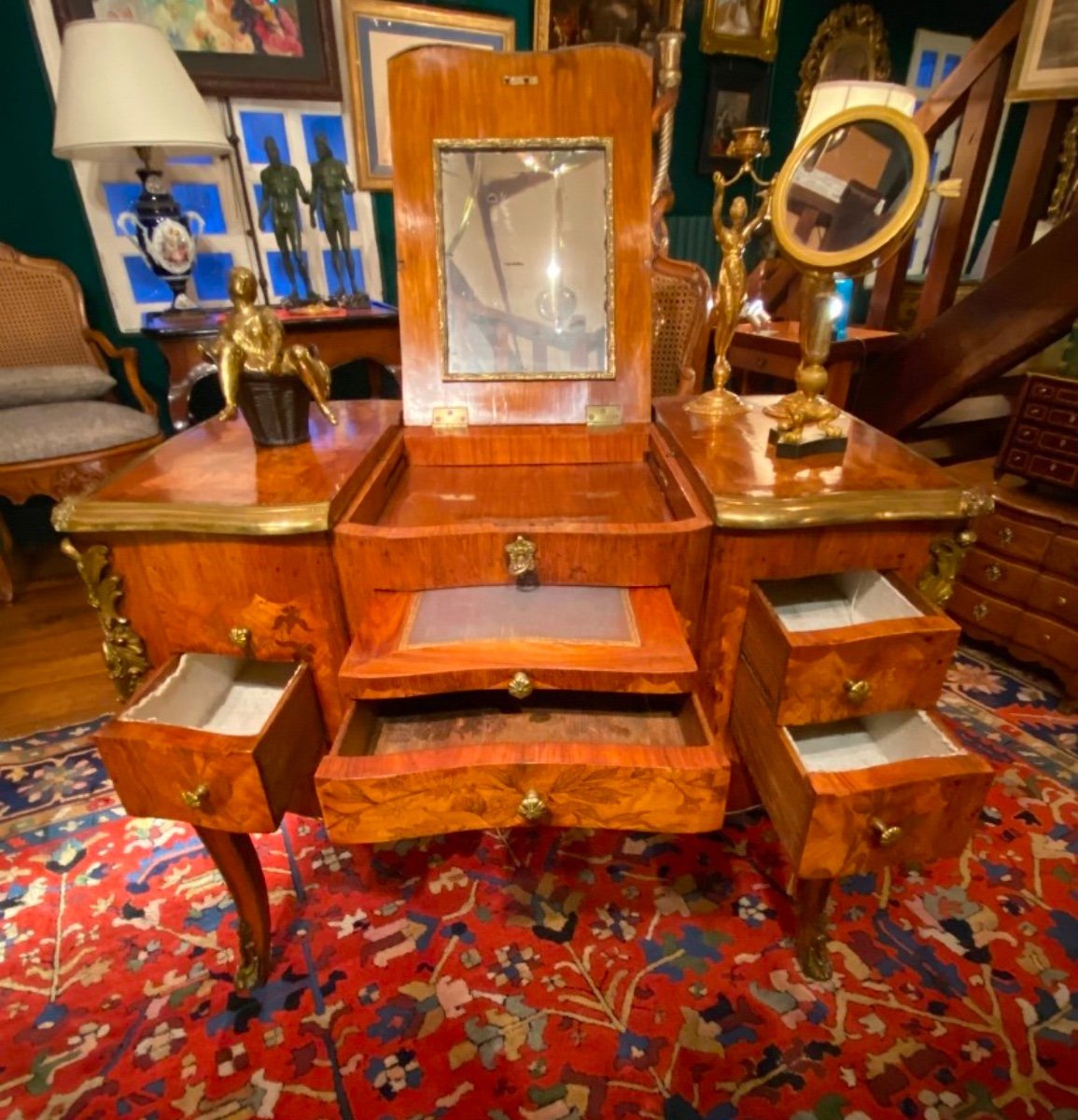 Beautiful Dressing Table With Pedestals After The Model By Pierre Bernard, Cabinetmaker At The Court Of-photo-2