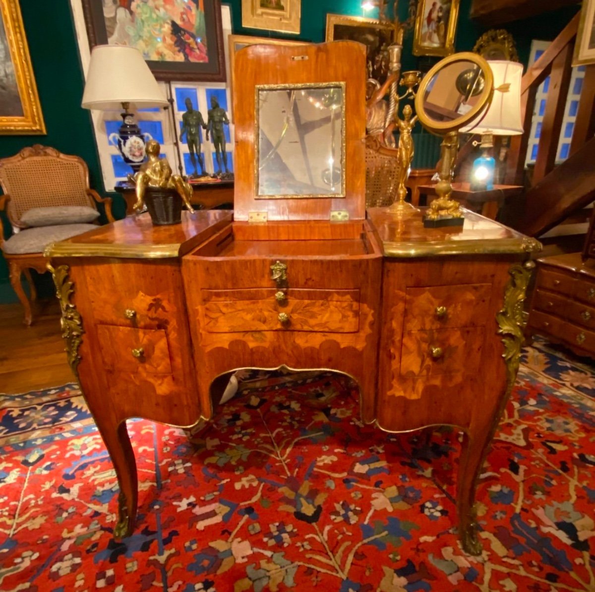 Beautiful Dressing Table With Pedestals After The Model By Pierre Bernard, Cabinetmaker At The Court Of-photo-3