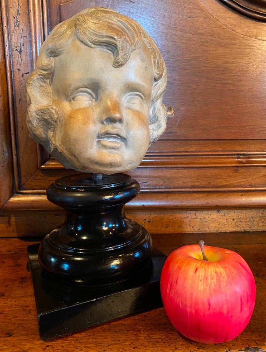 Marble Head Of A Child From The End Of The 17th Century -photo-2