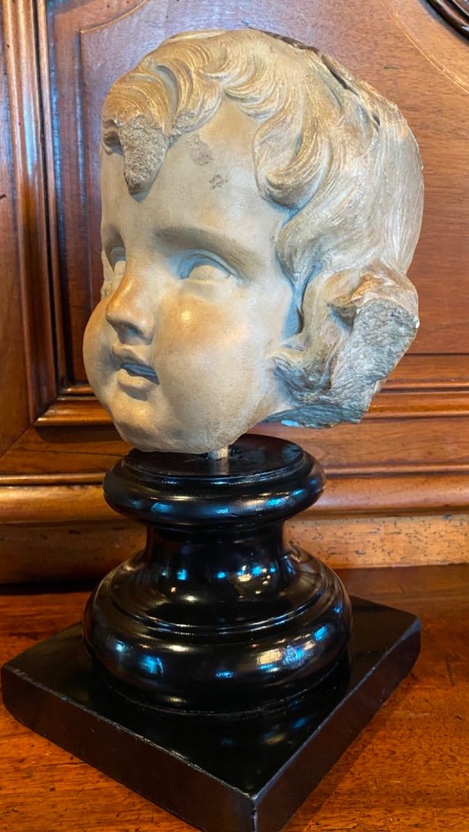 Marble Head Of A Child From The End Of The 17th Century -photo-3