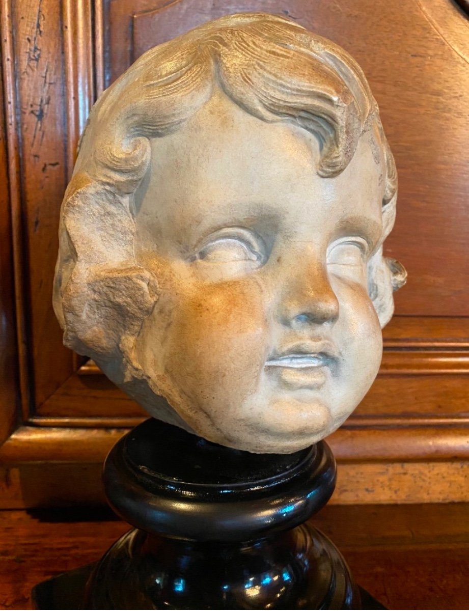 Marble Head Of A Child From The End Of The 17th Century -photo-6