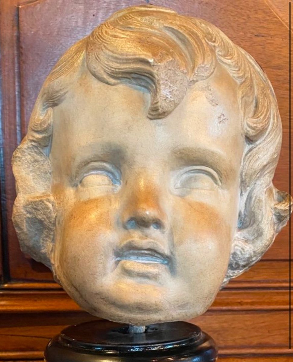 Marble Head Of A Child From The End Of The 17th Century 