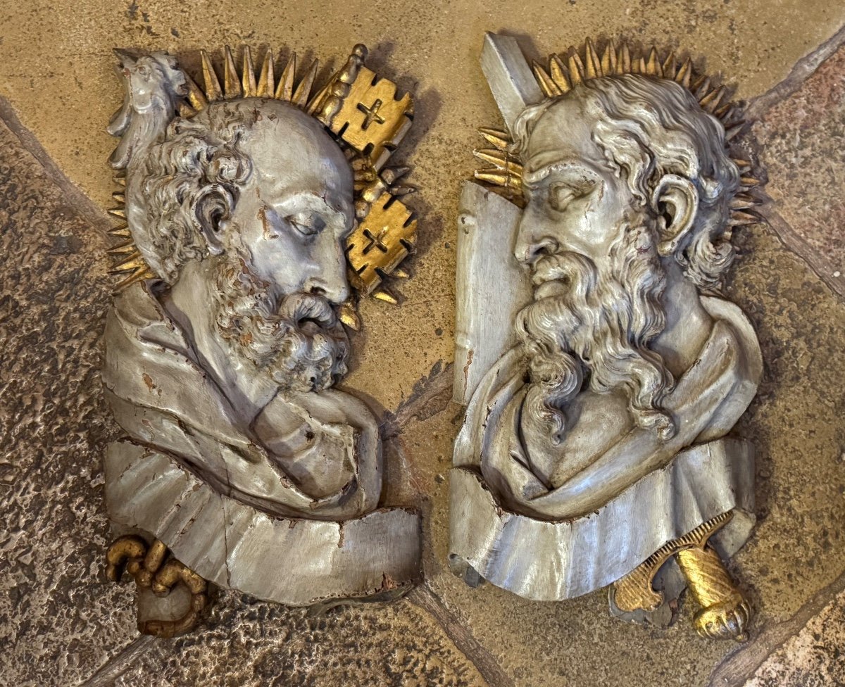 Saint Pierre Et Saint Paul En Bois Sculpté Du XVIII Eme Siècle -photo-2