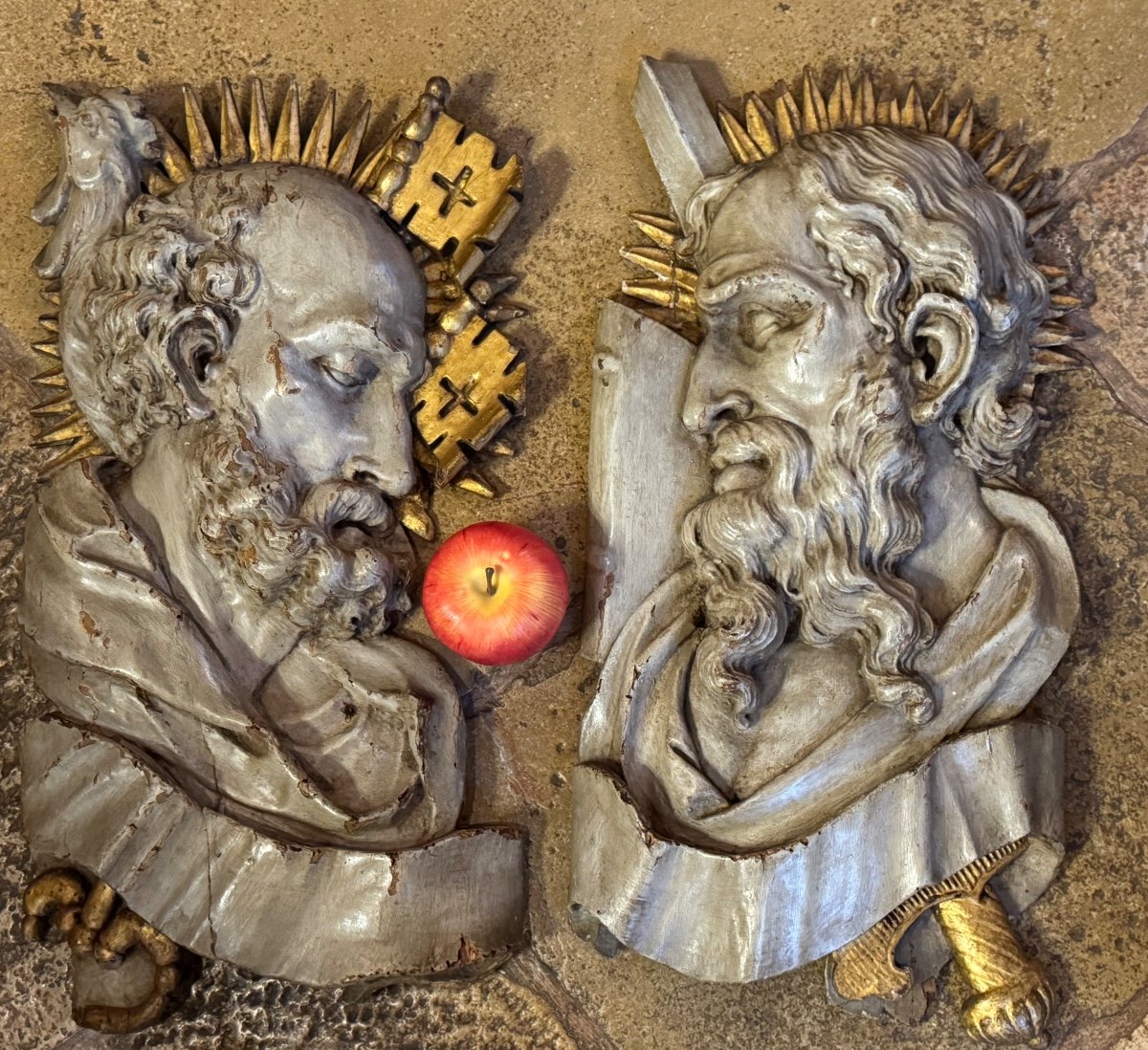 Saint Pierre Et Saint Paul En Bois Sculpté Du XVIII Eme Siècle 