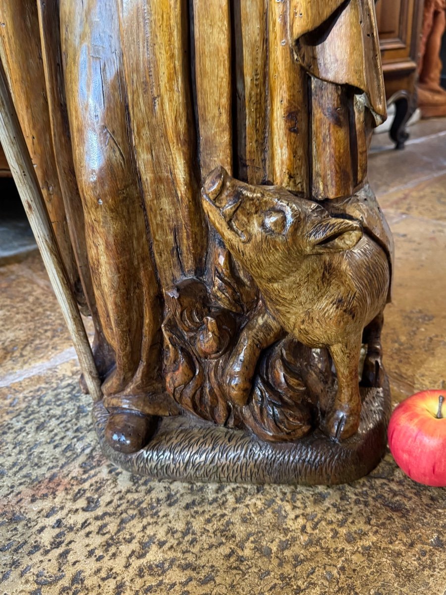 Statue Of Saint Anthony Abbot Accompanied By A Pig, End Of The 17th Century -photo-3